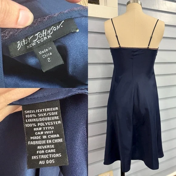 Vintage 90s Betsey Johnson Bias Cut Silk Satin Slip Dress - Picture 5 of 5